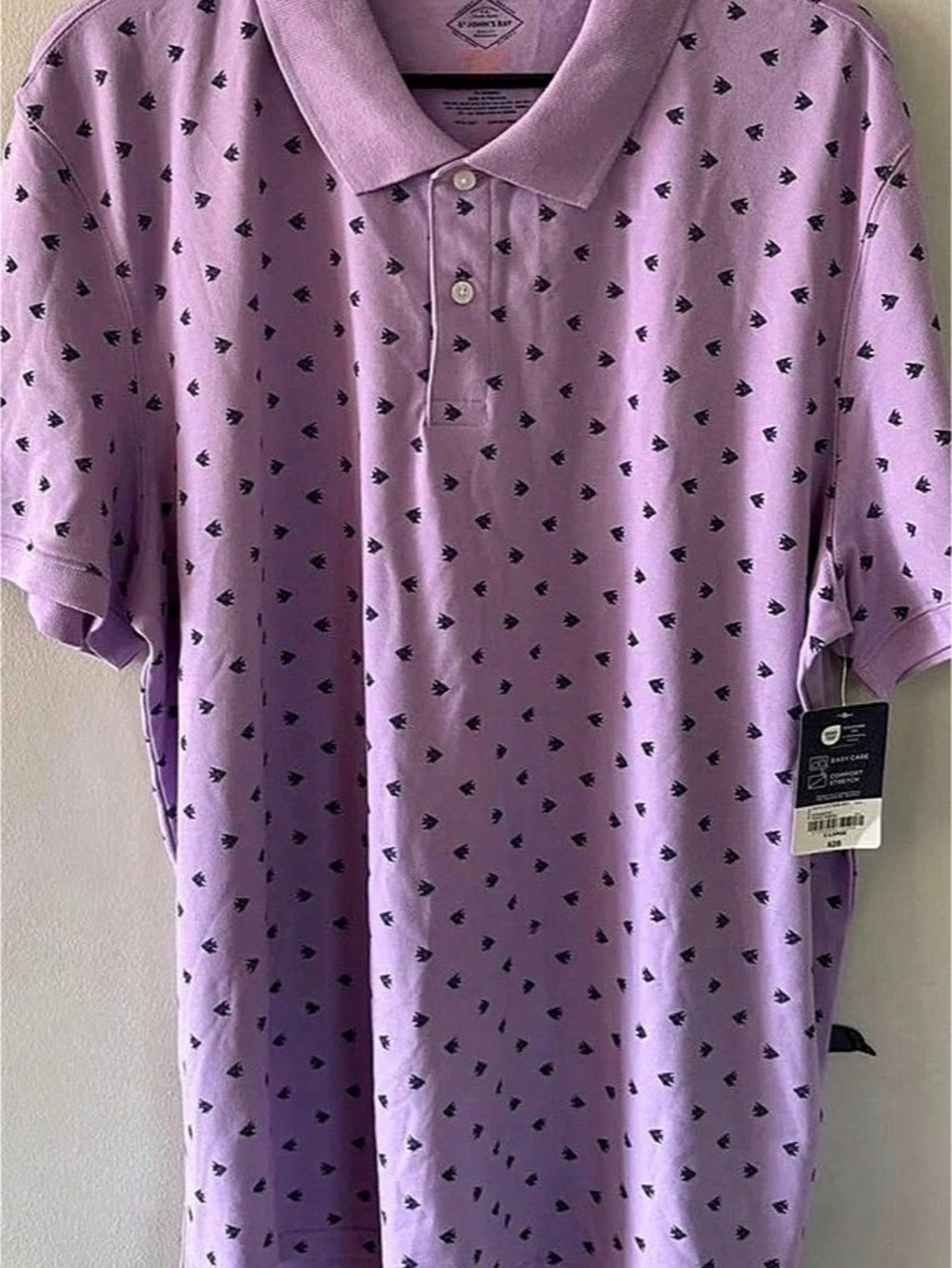 St John's Bay Men’s Purple Sunfish Fish-Print Polo Shirt XL